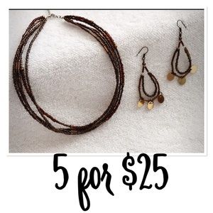 🚨CLOSET CLOSING🚨 Brown/Cooper Multi Layered Beaded Necklace Set